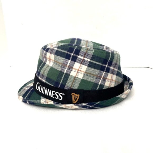 Guinness Official Merchandise Green Plaid Short Brim Fedora Hat OSFM - Picture 2 of 7